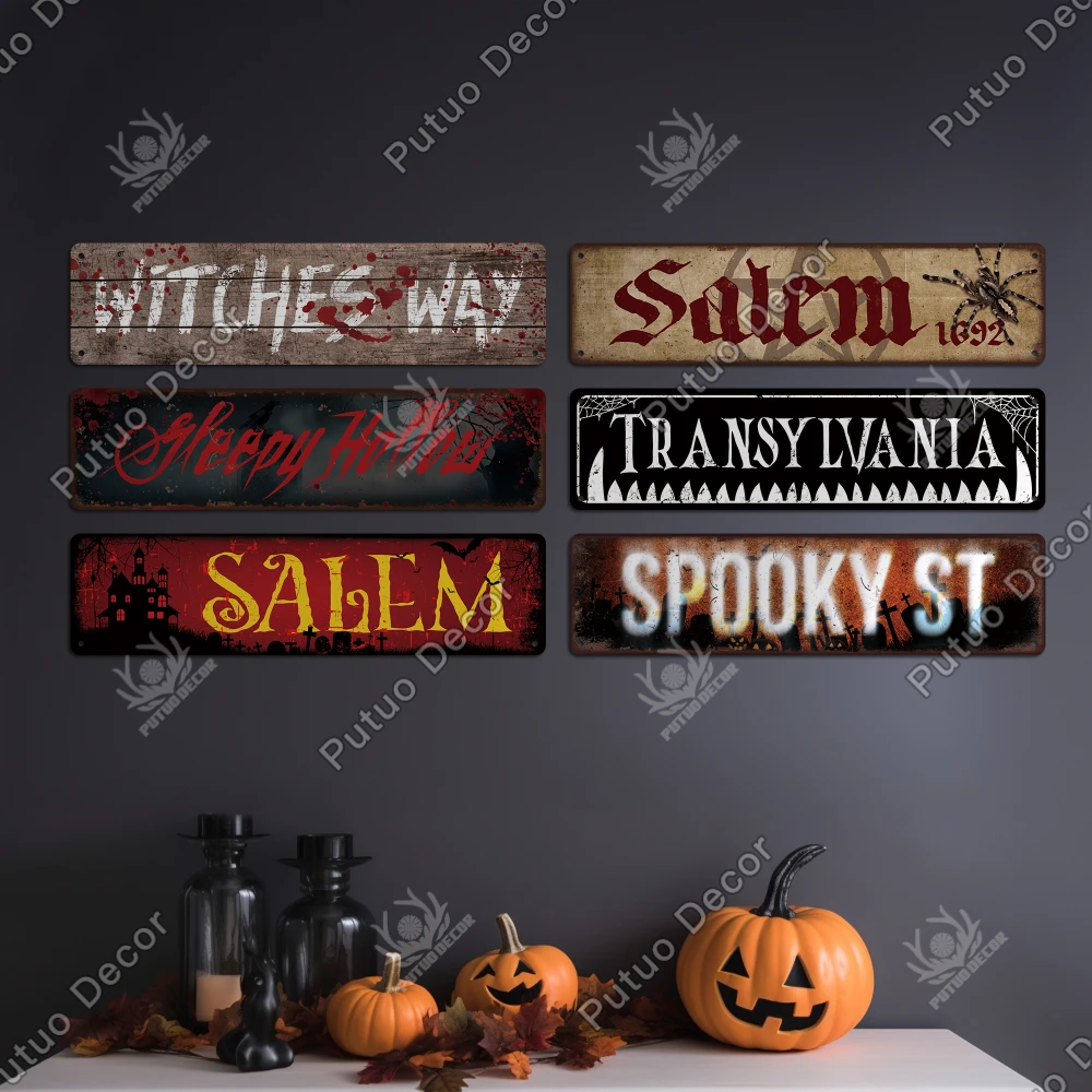 Putuo Decor  Happy Halloween Vintage Metal Tin Sign, Halloween Gift, Wall Art Decor for Home Living Room Bar Pub Club