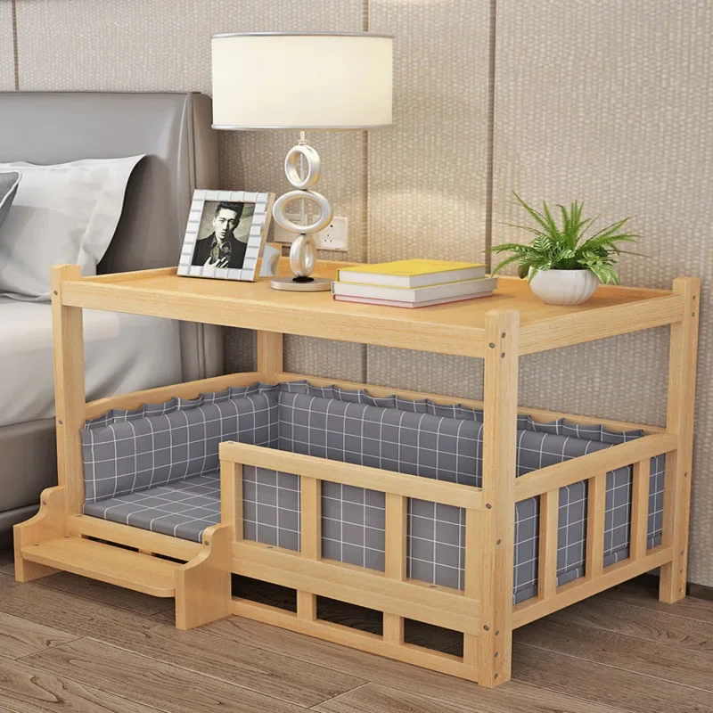 

Solid Wood Dog Bed Four Seasons Universal Teddy Kennel Removable Wooden Pet Bed for Cats and Dogs Bedside Table