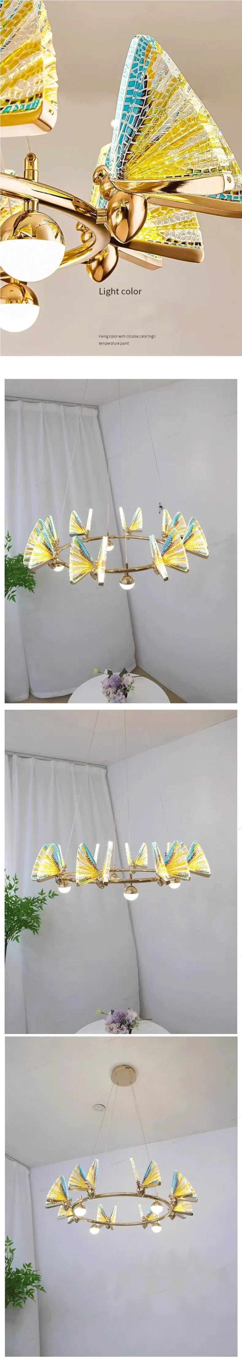 Acrylic Butterfly LED Pendant Lights Living Room Gold