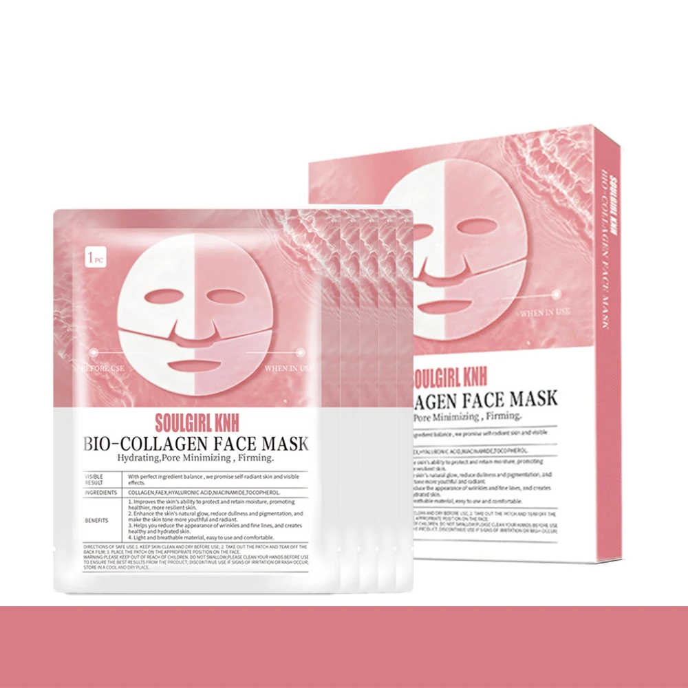 5 pz assorbibile Bio-collagene maschera per il viso rimozione delle rughe dissolvenza linee sottili sollevamento Nicotinamide schiarente idratante cura della pelle