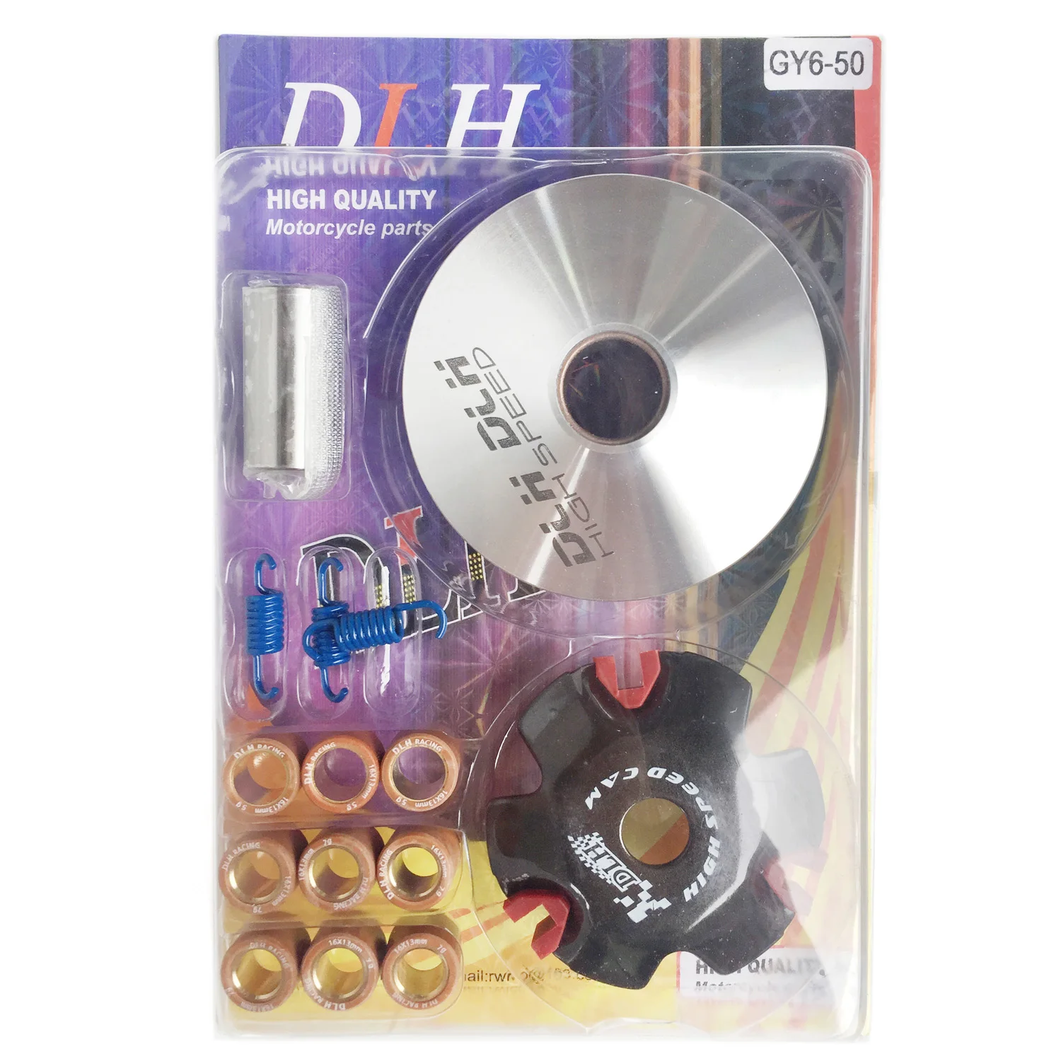DLH GY6 50cc -14mm Zestaw wariatora Przednie koło pasowe napędu sprzęgła z obciążnikami rolkowymi do Honda139QMB 139QMA GY650 DIO50 AF18 AF28 ZX34 — zdjęcie 2