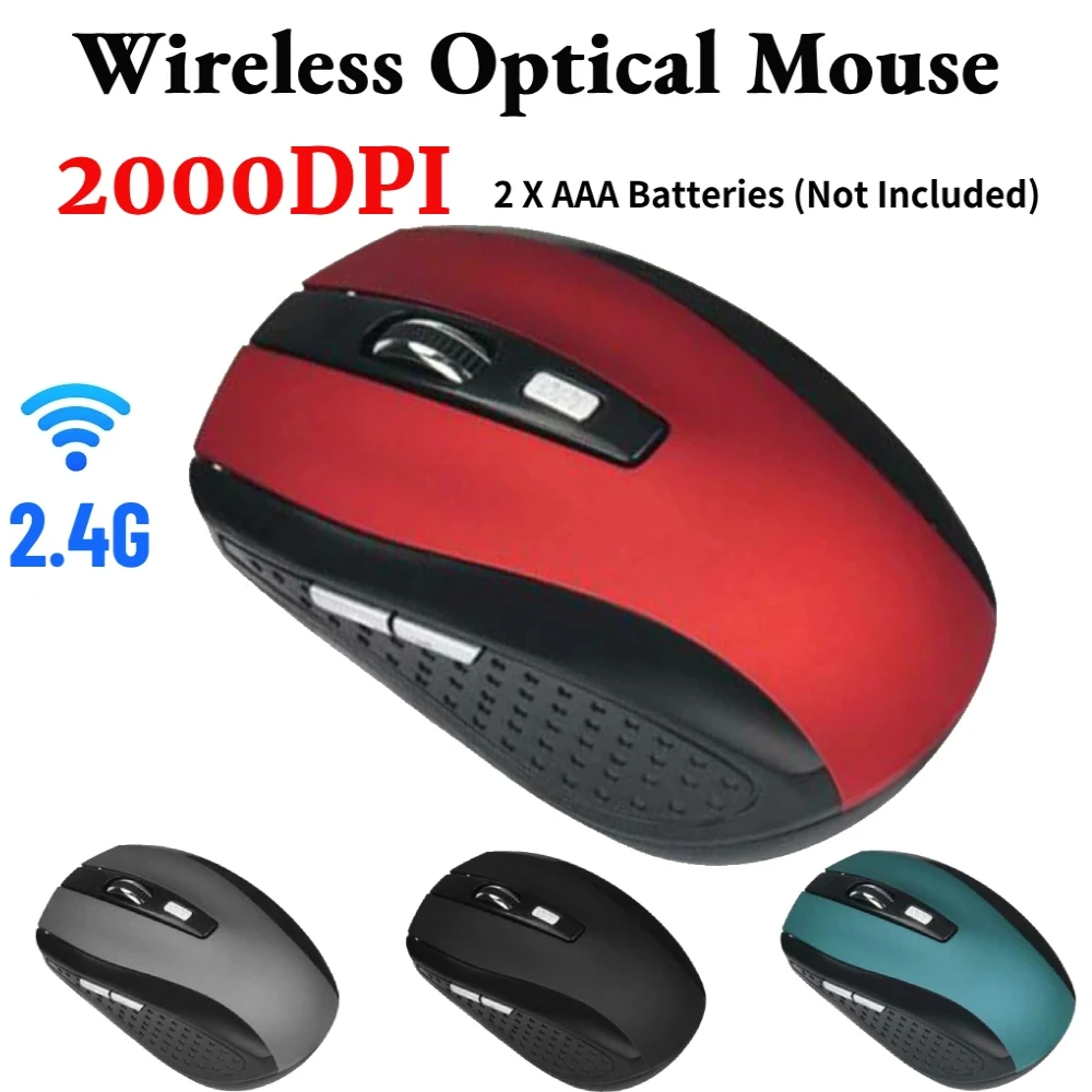 Mouse Wireless 2.4GHz RatonWireless Adjustable DPI 6 Button Optical Mouse with USB Receiver Computer PC Accessories