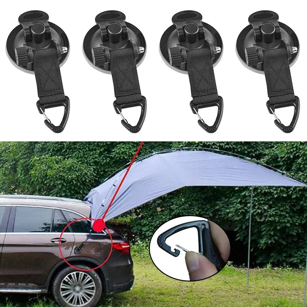 4X Car Universal Outdoor Suction Cup Anchor Securing Hook Down Caravan Camping As Side Awning Pool Tent Hang Convenient Sunroof