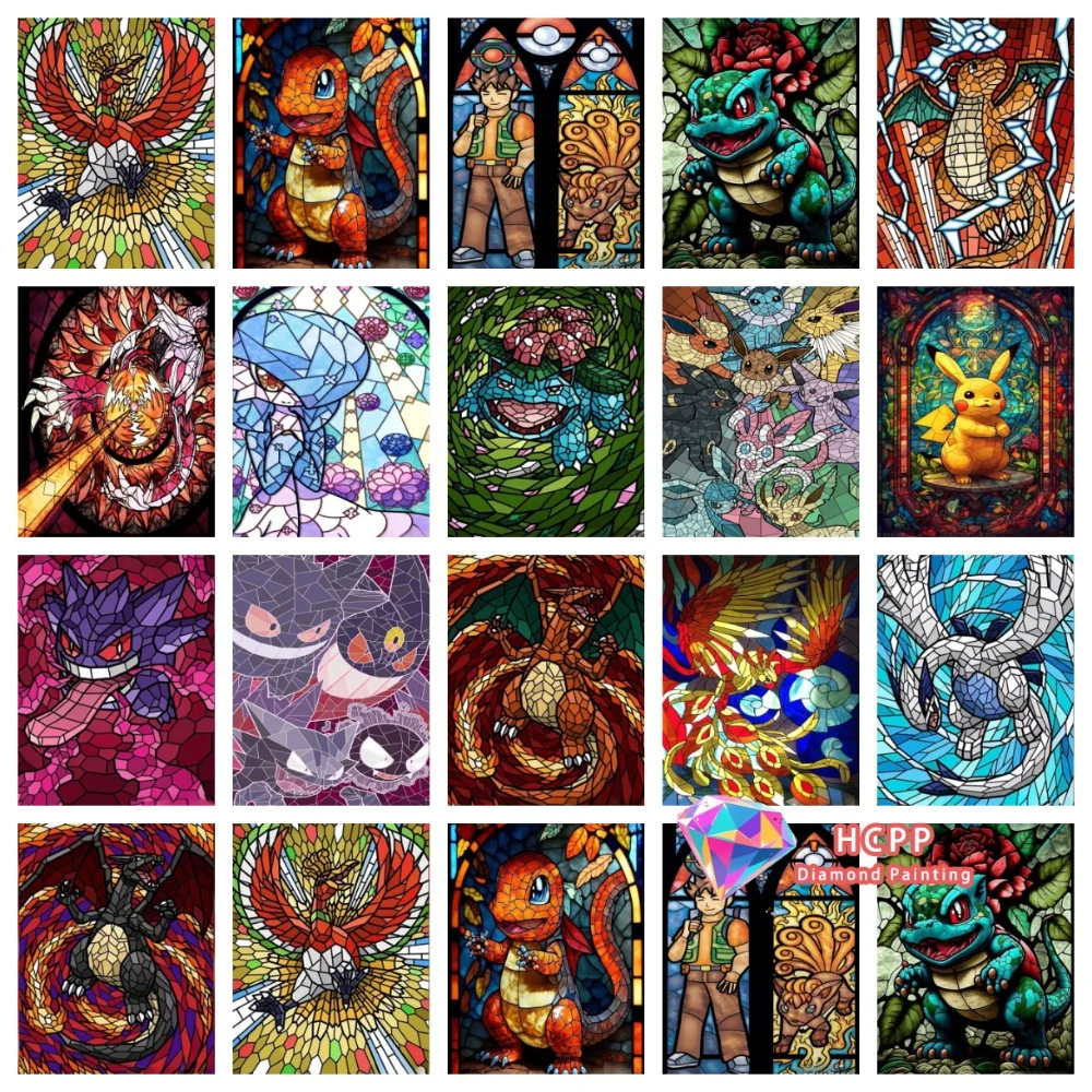 2026 Neues Pikachu Squirtle Charmander Diamant-Malerei-Set Quadratische Runde Diamanten 5D DIY Mosaik Handgemachte Kunst Geschenk Handwerk Heimdekoration
