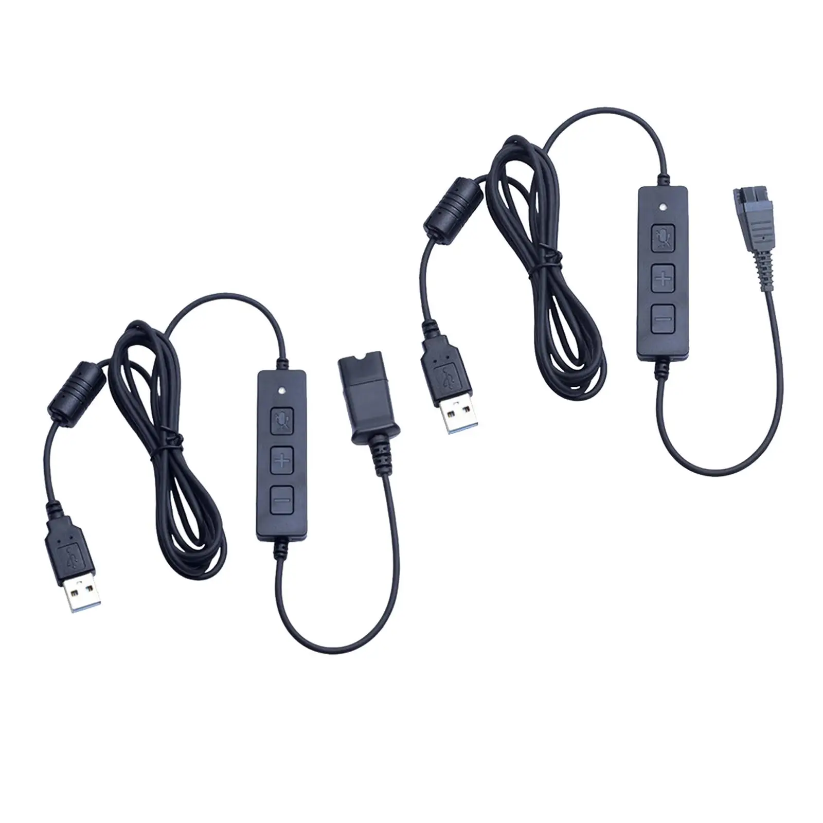Headset Qd Connector Qd Cable to USB Plug Volume Adjuster PC for Plantronics