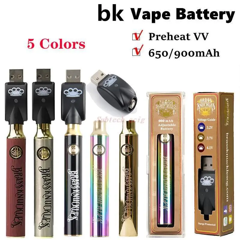 

10pcs BK Vape Battery 900mAh BK Preheat VV Rechargeable Variable Voltage USB Charger Batteries For 510 Thick Oil Cartridge Carts