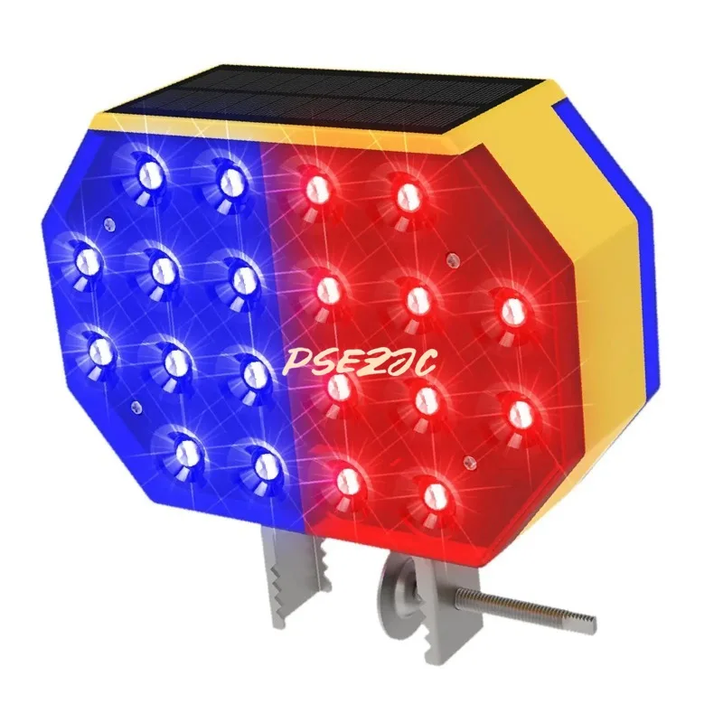 야외 도로 블록용 태양광 경고등, 야간 LED 빨간색 및 파란색 신호등, 도로 유지 보수 공사 현장