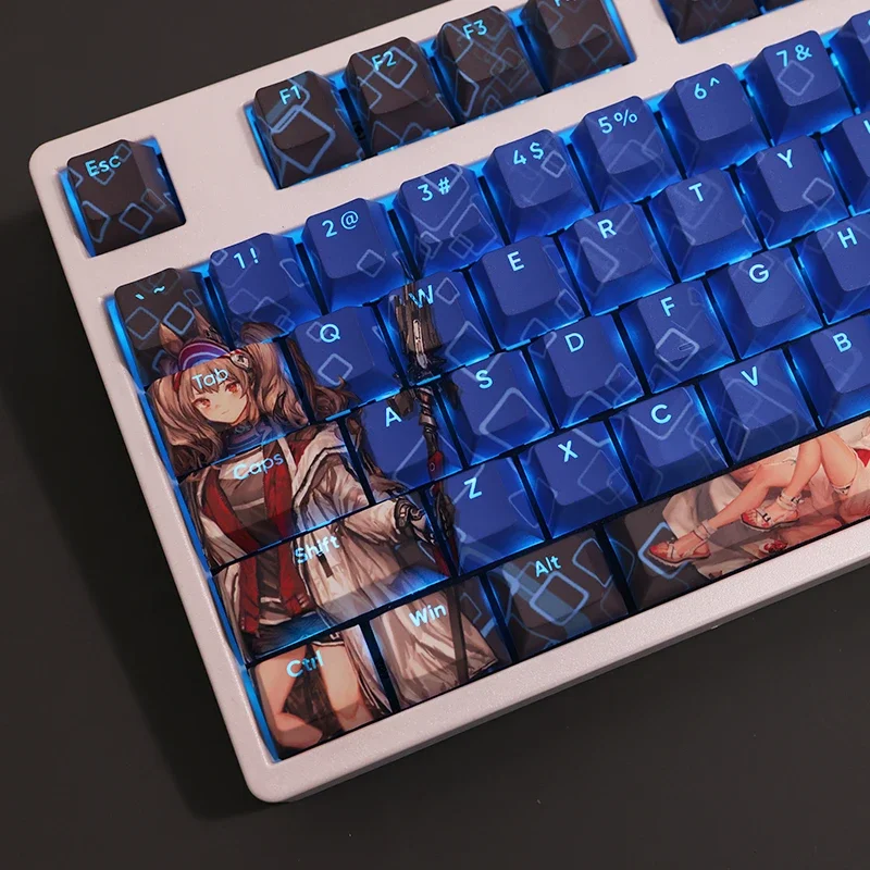 Angelina 108 Key Caps Arknights PBT DYE Sublimation Light Transmitting Cherry Switch Cross Key Cover Mechanical Keyboard Gift