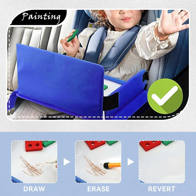 صينية مقعد السفر للأطفال للسيارة، طاولة تخزين ألعاب الأطفال، لوحة الرسم، صينية أمان، رف المشروبات، أنشطة رحلة الطريق