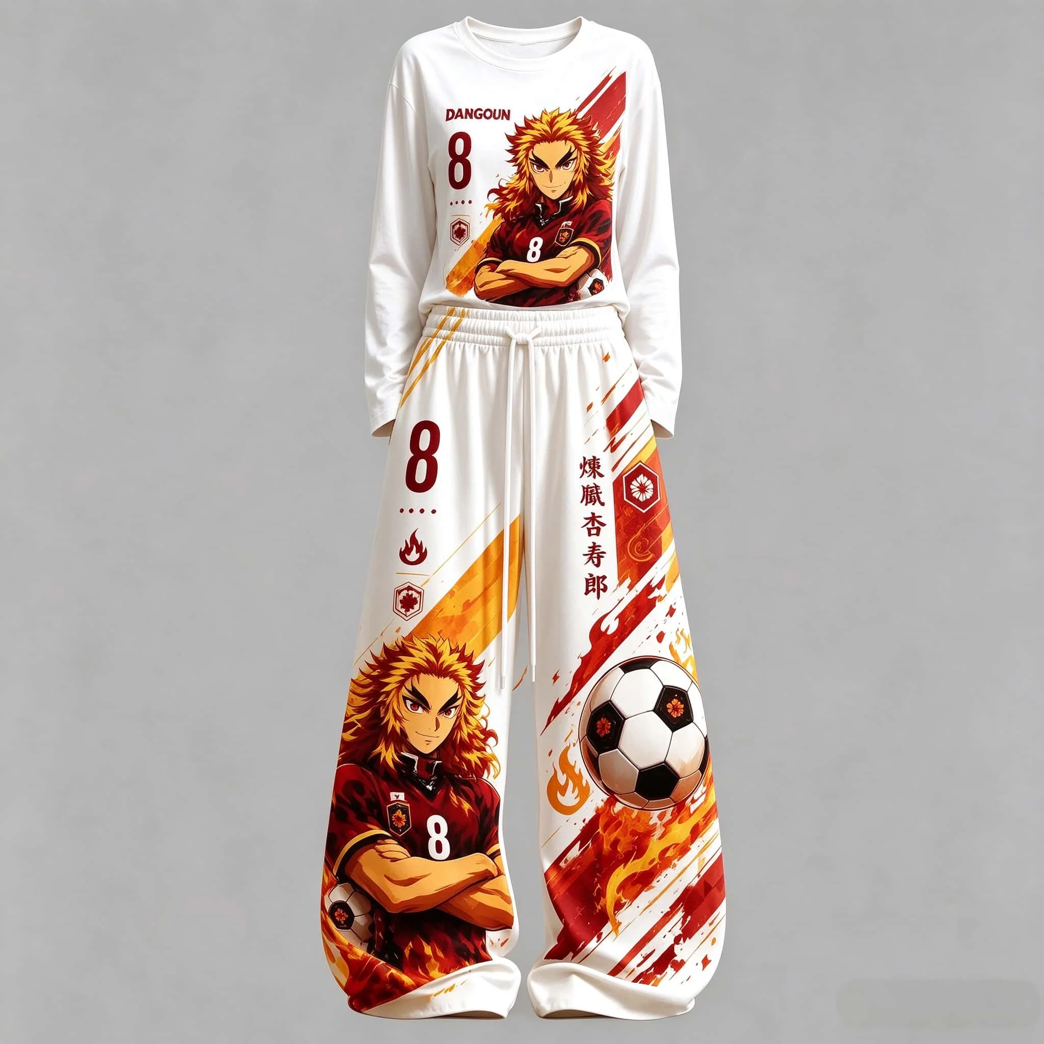 Autumn New Product: Demon Slayer Blade Long Sleeve Pants Anime Printed Set, Loose and Suitable for Both Men and Women