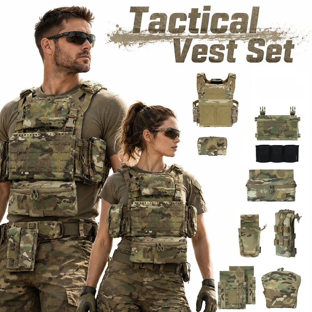 JPC2.0 Tactical Vest Combination Set Full Set of Protective Equipment Quick Release Vest For Airsoft Combat Training Hunting