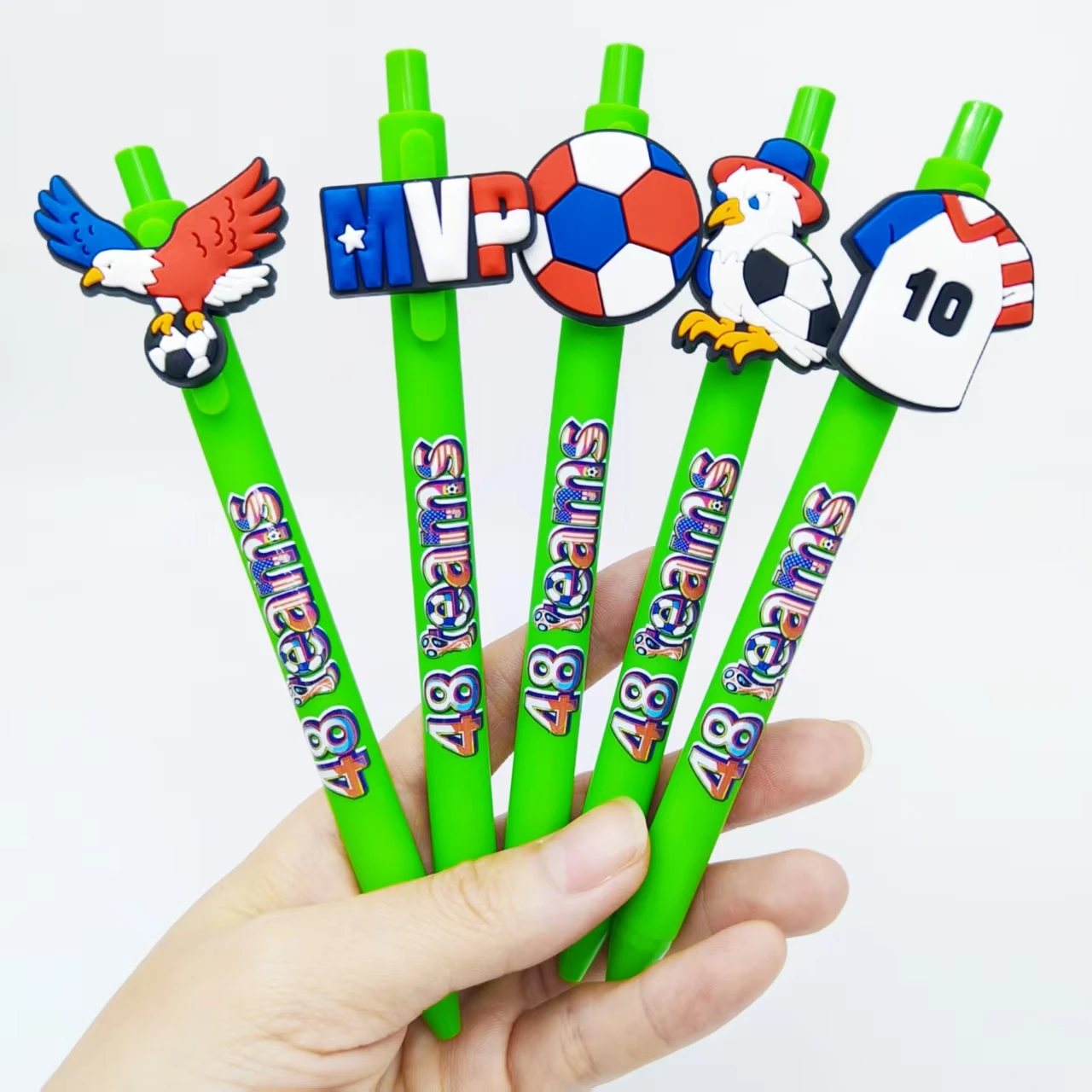 5 قطعة/10 قطعة موضوع أمريكي مباراة كرة القدم قلم حبر جاف أخضر هدية الحدث قلم حبر جاف