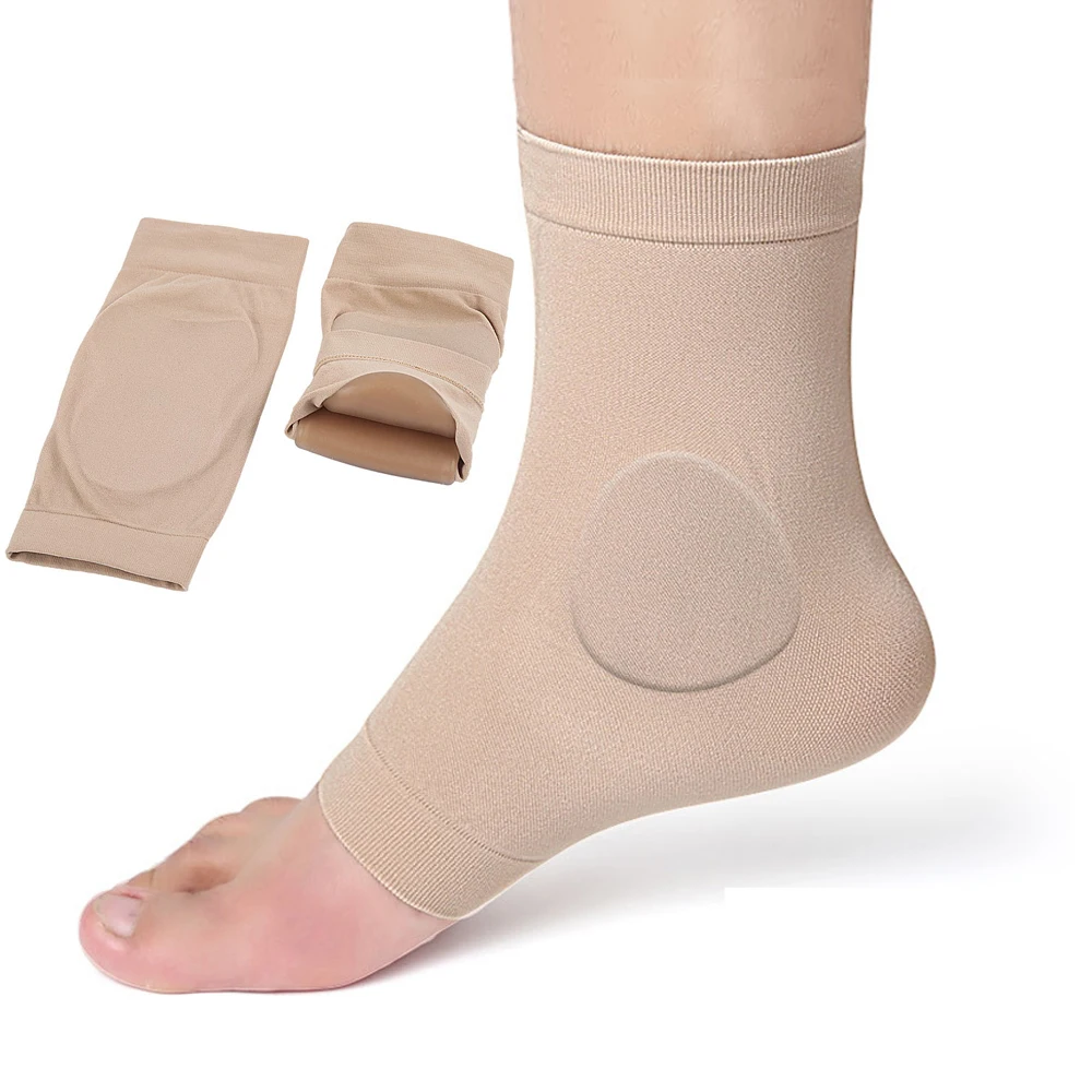 Achilles Tendon Heel Protector Compression Padded Sleeve Socks for Bursitis, Tendonitis, Tenderness - 1 Pair