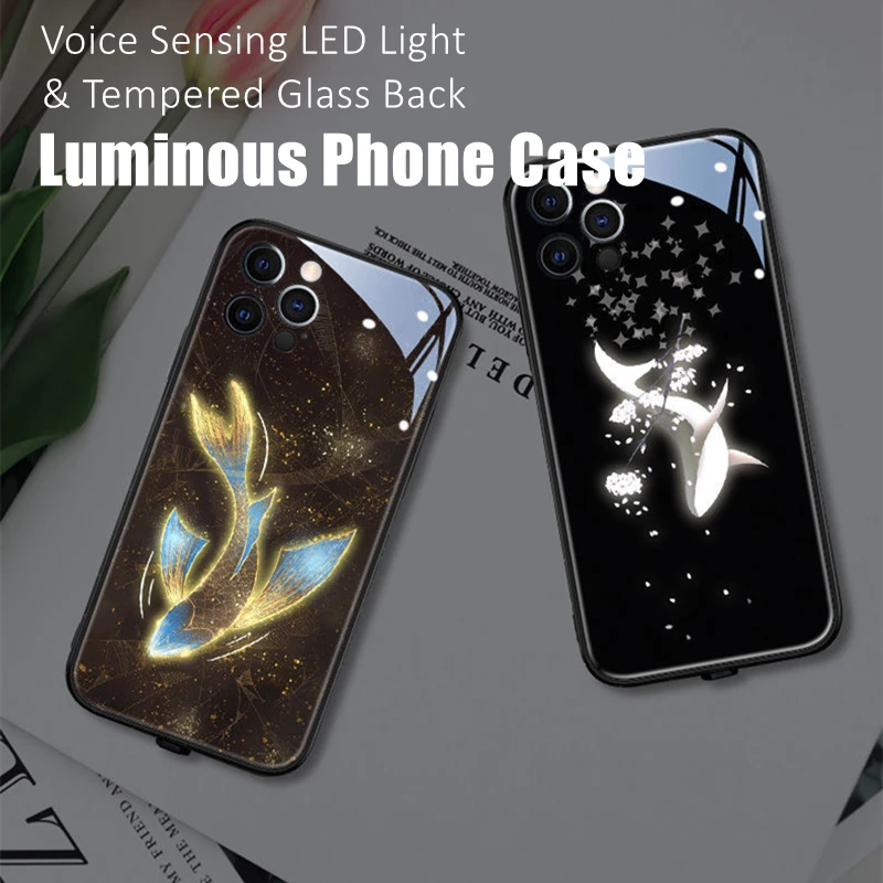 

Whale Luminous Phone Case for HUAWEI P30 P40 P50 Pro Mate60 40 Pro Plus Nova7 8 9 Pro Glowing Rhythm Pick Up Nightclub Accessory