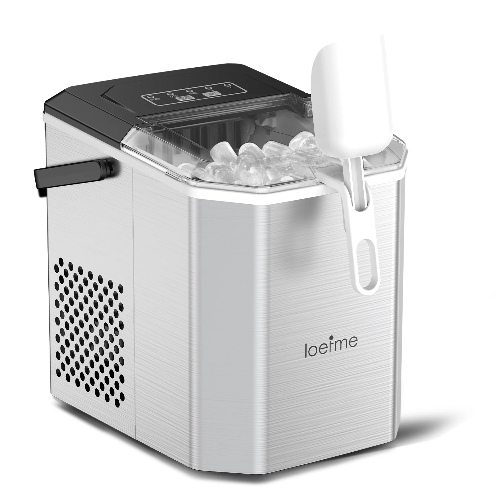 LOEFME Draagbare Mini Volautomatische Kogelvormige Ijsmachine 12 kg/24 uur 6 Minuten/9 stks Ijsblokjes W/Schep Professionele Ijsmachine