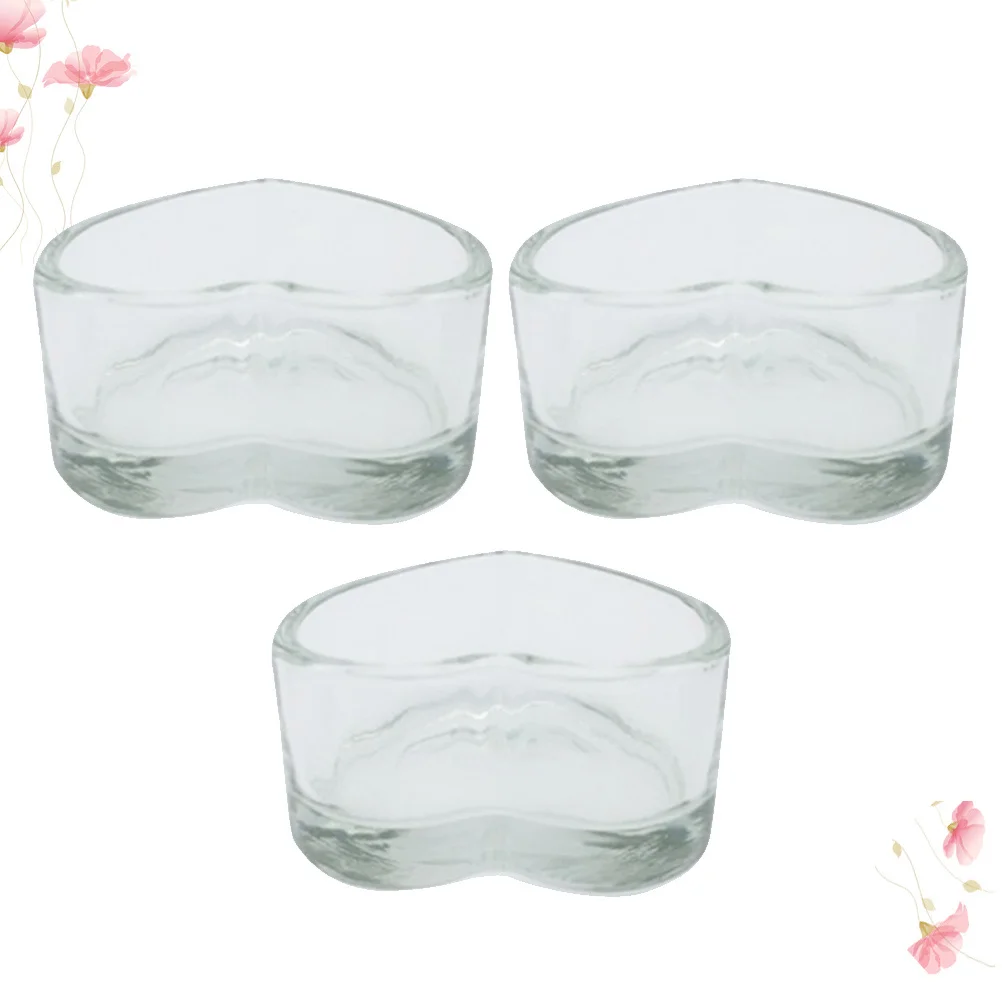 

3Pcs Glass Heart Shape Candlestick Chic Creative Holder for Wedding Home Decoration Gift Glass Holder