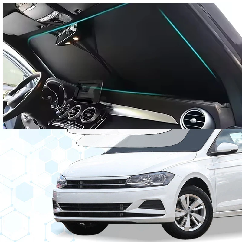 Protetor Solar para Para-brisa para VW Volkswagen Polo 9n 6r Polo 6n2, Protetor Solar Dobrável que Bloqueia Raios UV e Mantém o Carro Mais Fresco