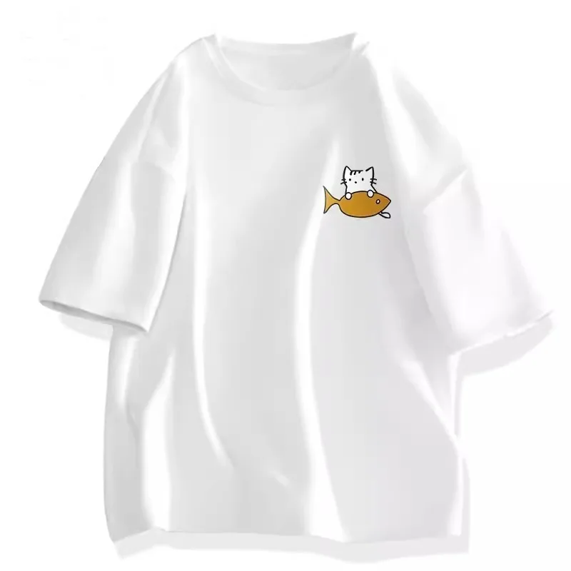 

Модная белая футболка из 100% хлопка с принтом кота, товары для секса Y2k, говяжье, мясо, Рождество Jordans 4s 2024, одежда для гольфа, новинка