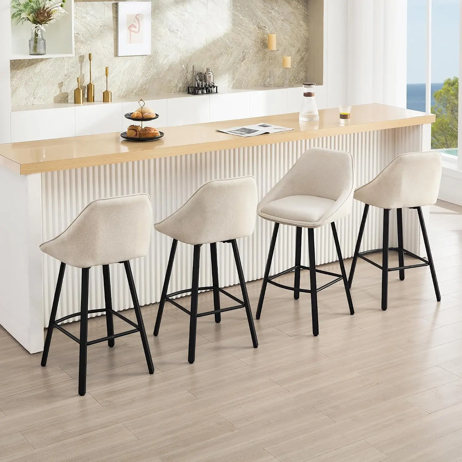 Swivel Bar Stools Set of 4, 26