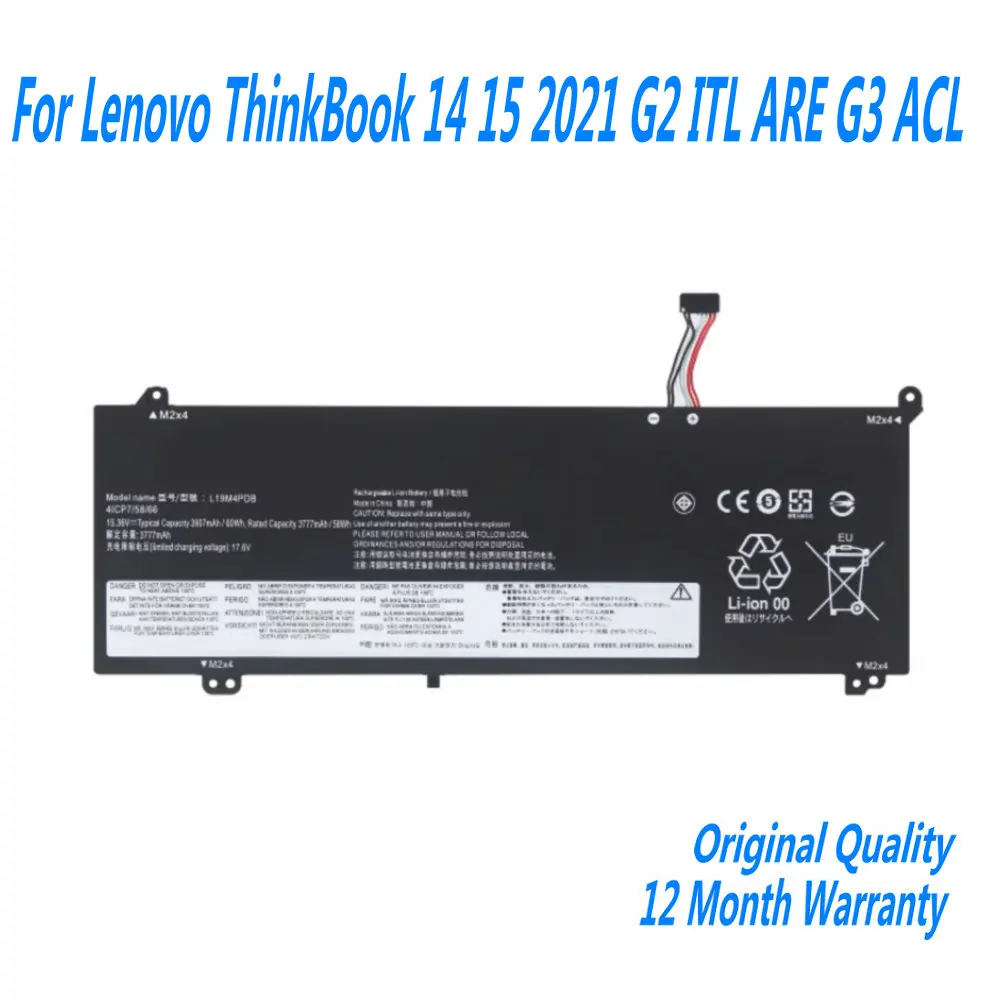 New L20M4PDB Laptop Battery For Lenovo ThinkBook 14 15 2021 G2 ITL ARE G3 ACL L19C4PDB L19M4PDB 15.36V 60WH