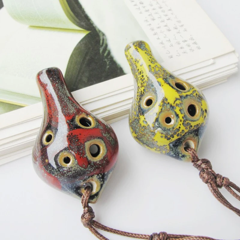 6 Hole Small Ocarina Flute Beginner Instrument Tourist Souvenir Instrument Accessories Ceramic Pendant