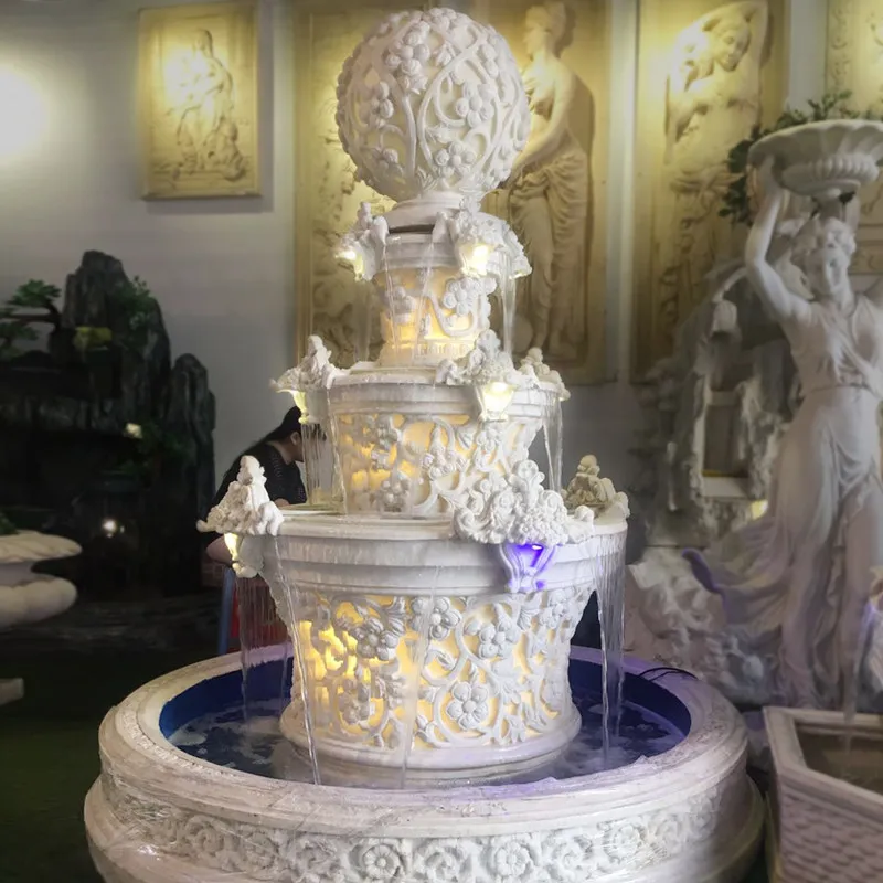 Large fountain, flowing water courtyard, fish pond decoration, hotel lobby courtyard, rockery decoration, European-style floor-t