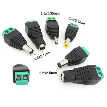 DC erkek dişi güç kaynağı konektörü 5.5x2.1MM 5.5*2.5MM 3.5*1.35MM 5.5mm x 2.5mm Led şerit işık t1 için adaptör jak fiş