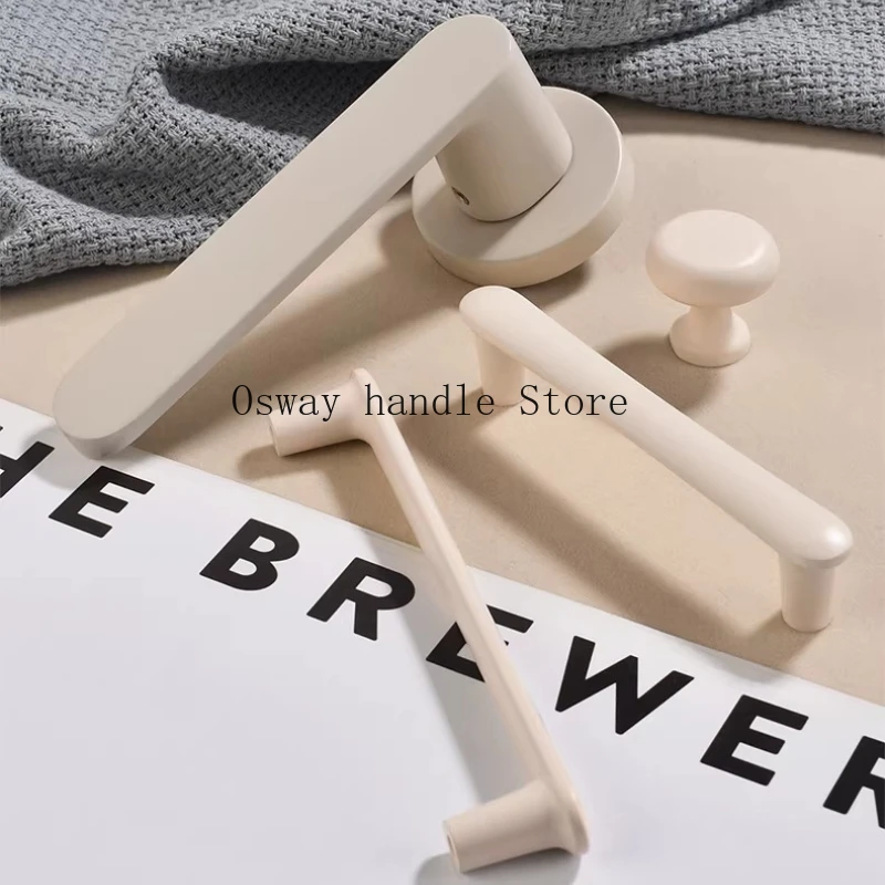 Handle Cream Log Style American Modern Simple Off-White Wardrobe Door Handle Cabinet Door Drawer Single Hole Pull