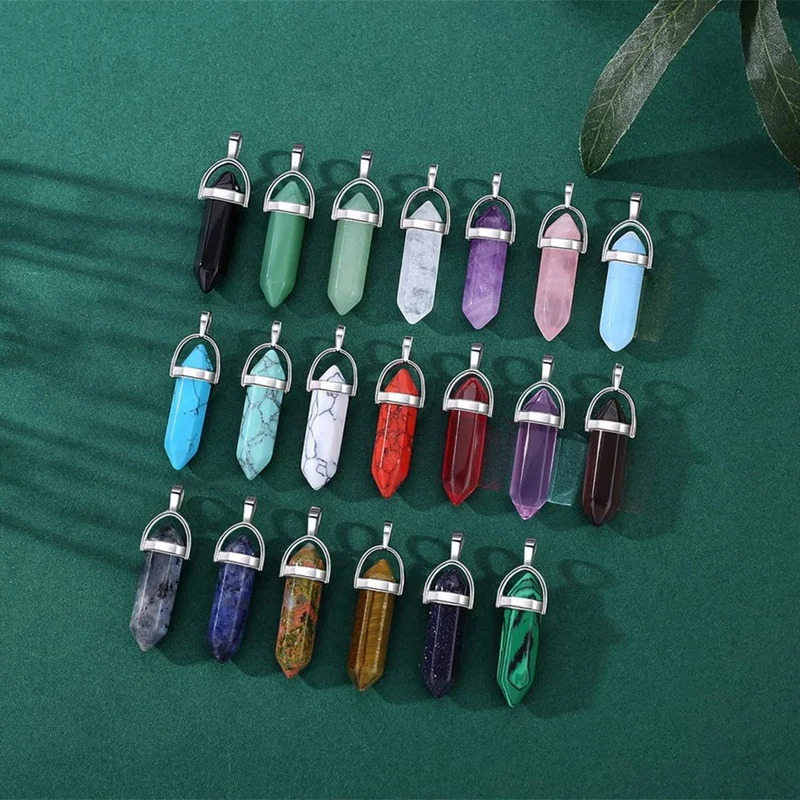 20 Stuks Genezende Kristallen Hanger Bedels Sieraden Maken Natuurlijke Edelsteen Bulk Amethist Obsidiaan Rozenkwarts Carneool