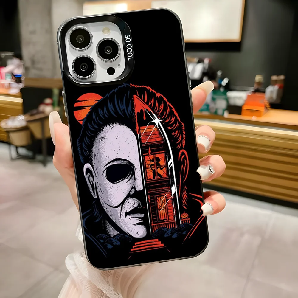 H-Halloween Michael Myers Phone Case For iPhone 16,15,14,13,12,11,Pro,Max,Plus,Mini,XS,SE Anti Fall Black Matte Hard Bumper - Image 2