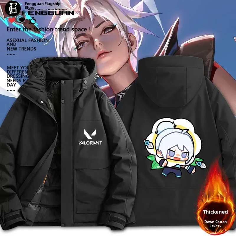 

Unisex Thickened Warm Cotton Jacket Plant Battle Game Collaborative Winter Upper Apparel Youth Fashion Loose Fit Hooded Zipper