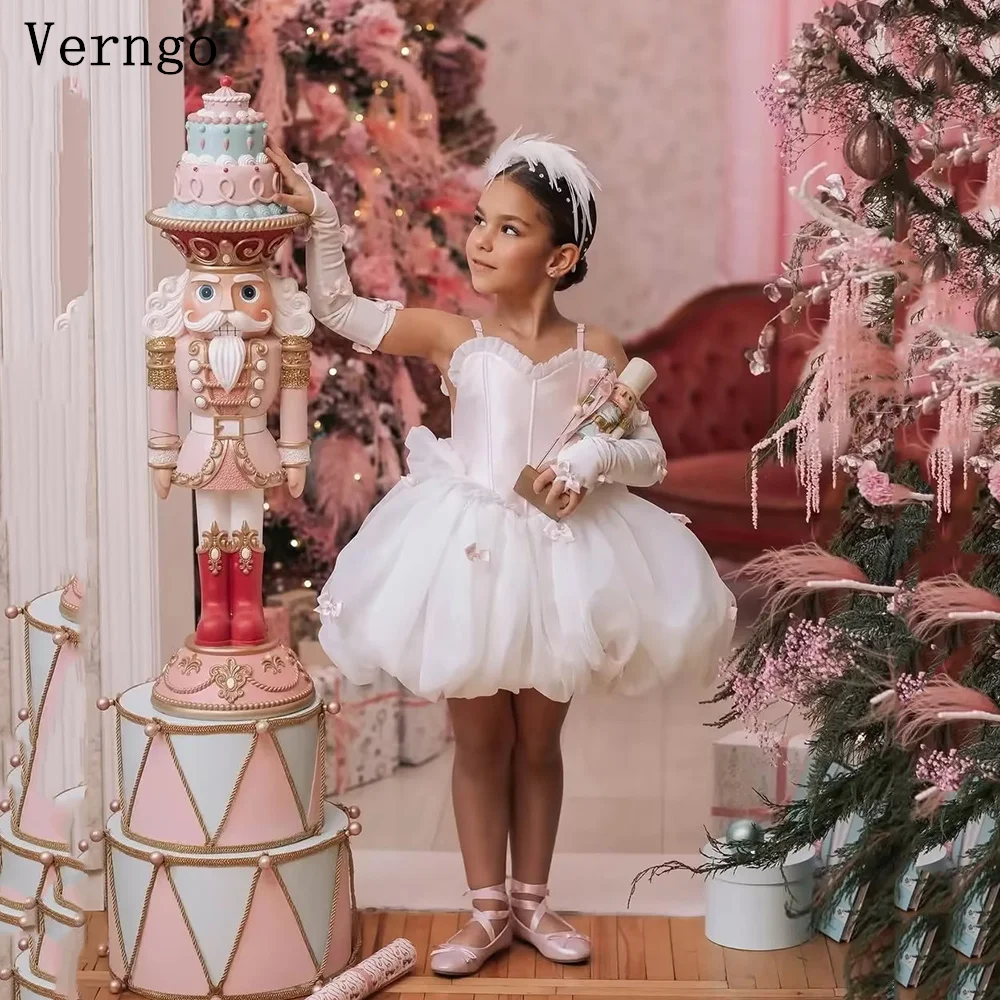 

Verngo Princess Bow Girl Flowers Dress Spaghetti Straps A Line Ball Gowns Celebrity Birthday Party Gowns Customized