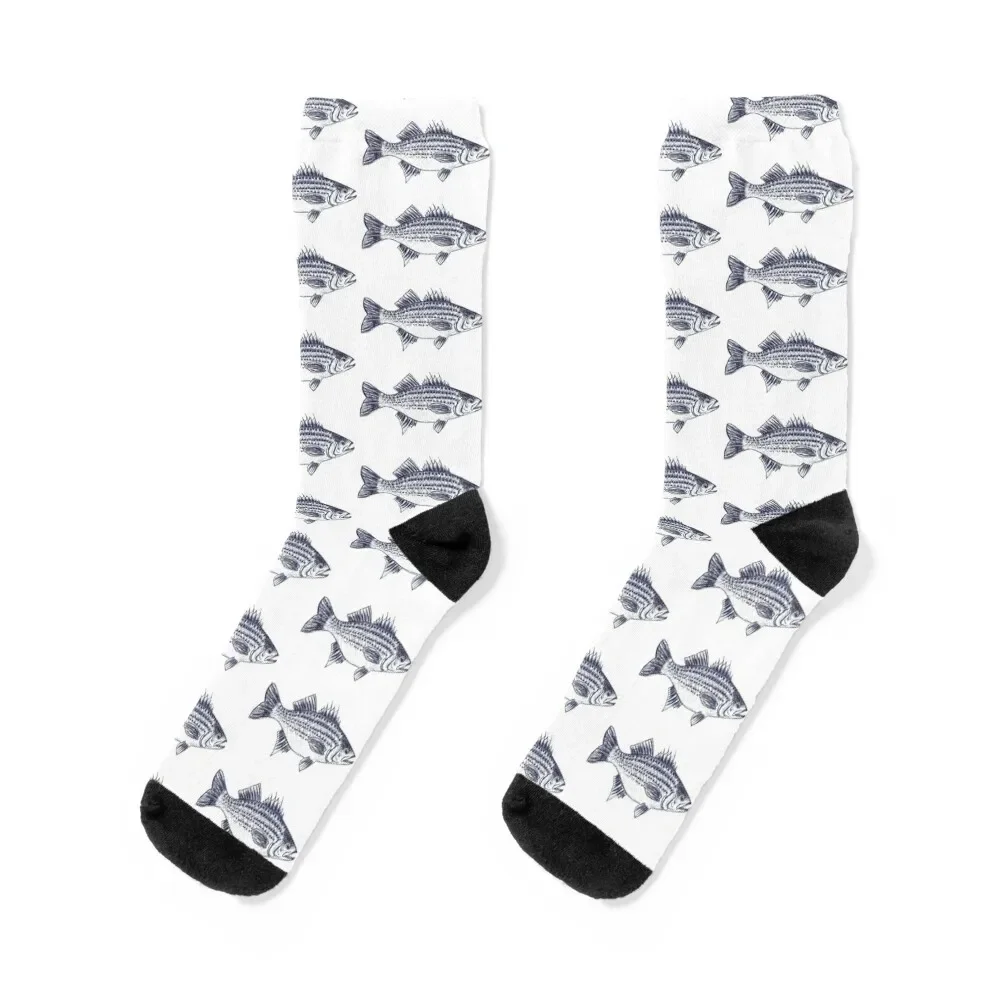 Striped Bass Fish Illustration Walter Socks soccer anti-slip Wholesale Thermal man winter Men's Socks Women's