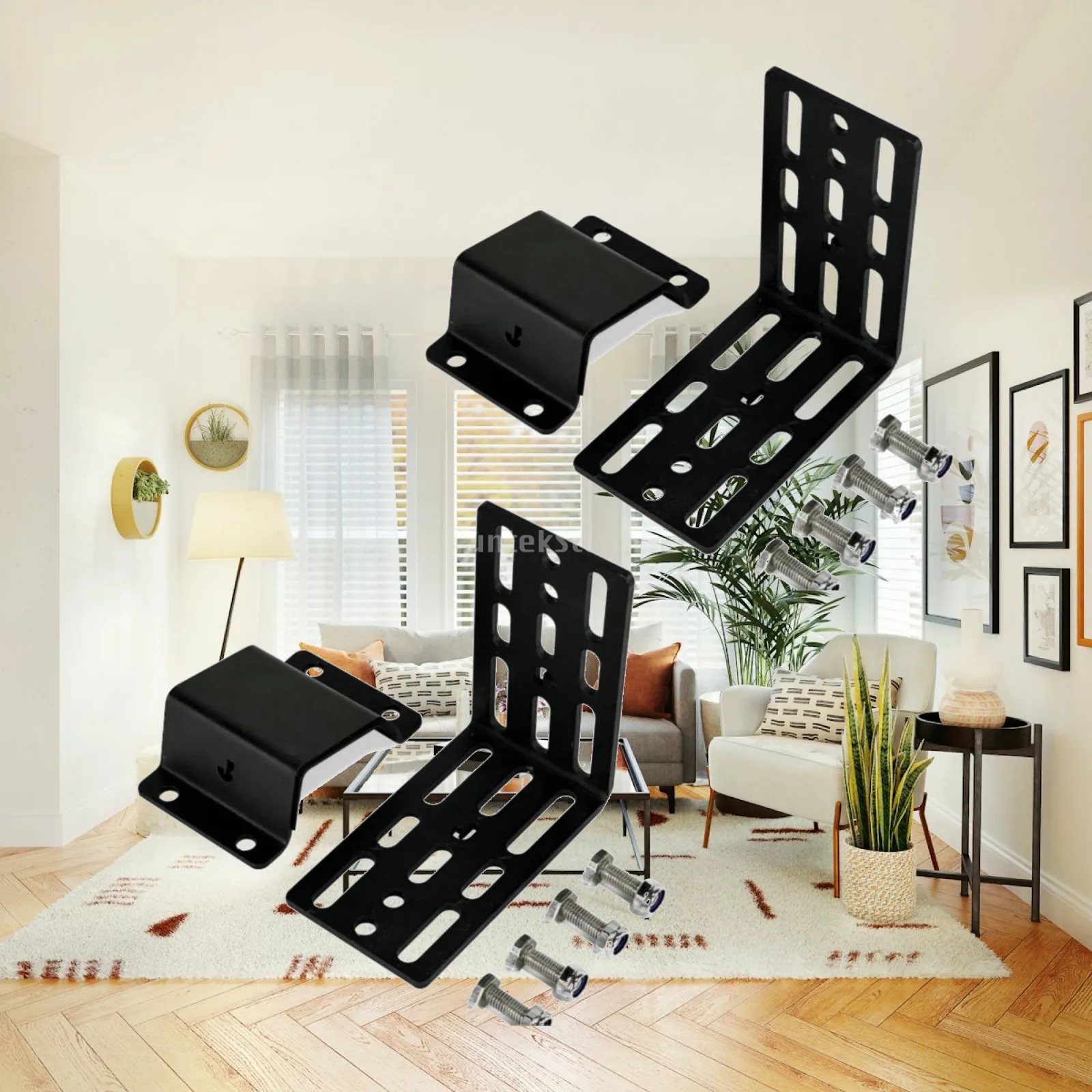 2 Pieces Awning Mount with Clamp Base Slimline Roof Rack Awning Bracket Side-Mount Bracket Powder-Coated Hardware Long-Lasting
