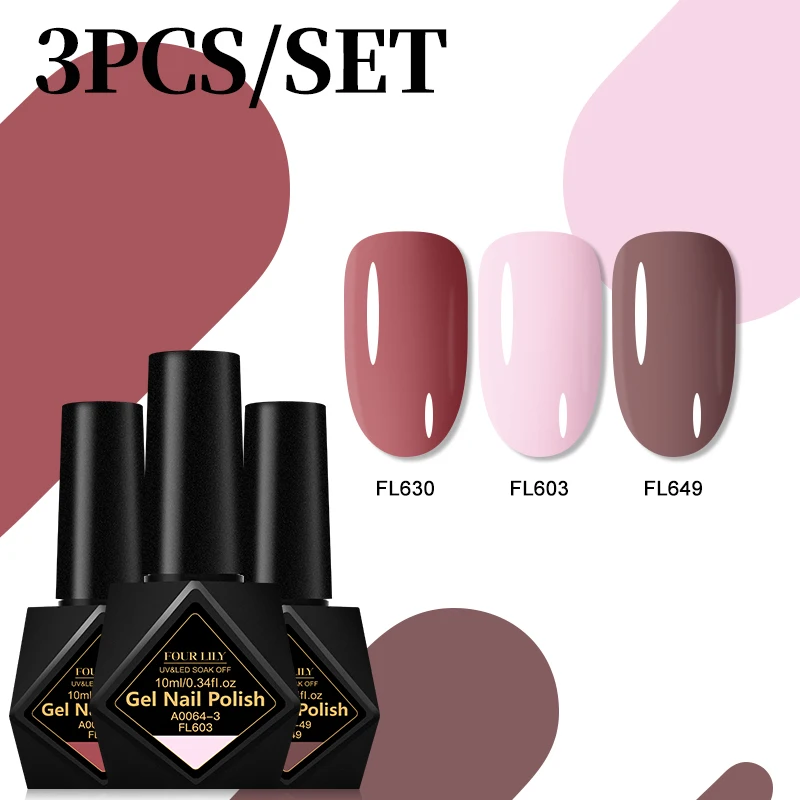 

3PCS Nude Pink Gel Nail Polish Set 10ml Soak Off UV LED Nail Gel Kit Natural Colors Nail Art Manicure