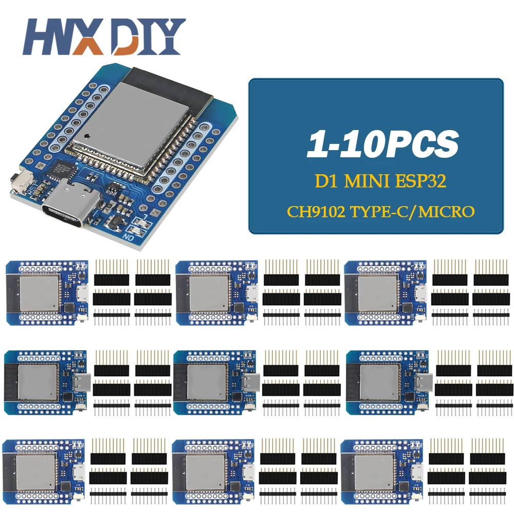 yZ[z1/5/10  D1 MINI ESP32 WiFi+Bluetooth ESP-32 CH9102 VA`bvm̃C^[lbgJ{[h TYPE-C/MICRO