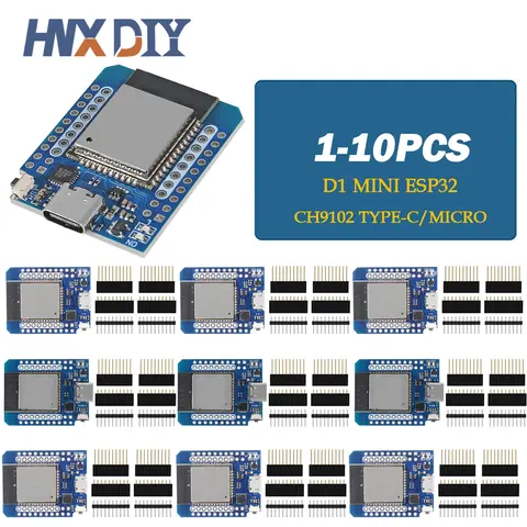 1/5/10PCS D1 미니 ESP32 WiFi+블루투스 ESP-32 CH9102 직렬 칩 사물 인터넷 개발 보드 TYPE-C/MICRO