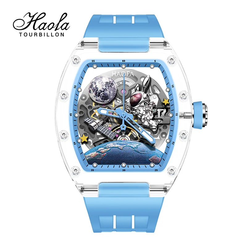 

Haofa Automatic watches for man Luxury Mechanical Crystal Glass Case Luminous Skeleton Man Watch Waterproof orologio uomo 2320