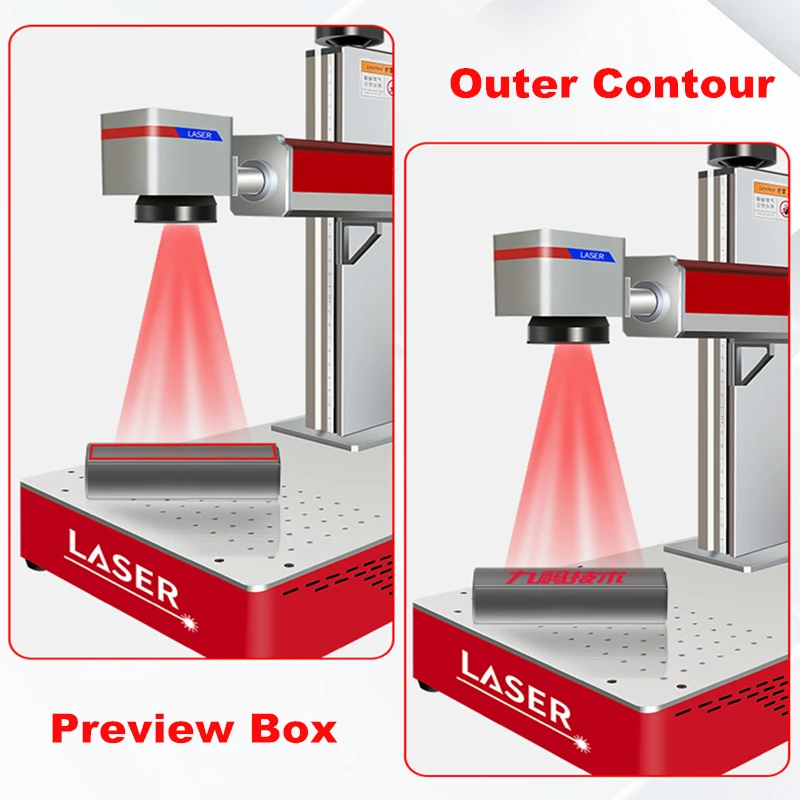 50W Raycus Fiber Laser Marking Machine Metal Cutting 30W MAX Steel Engraving Machine Double Red Light With Rotary Axis