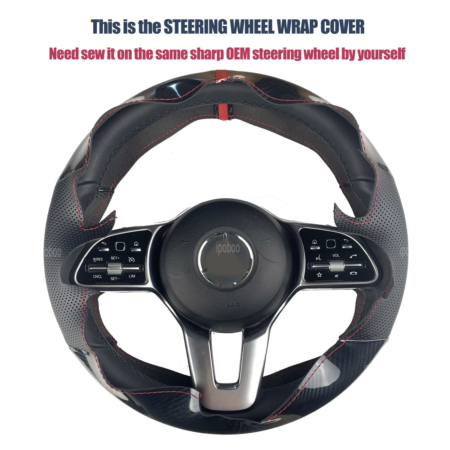 Steering Wheel Cover For Mercedes-Benz C-Class W204 2012-2015 Black Perforated Leather Steering Wheel Protection Cover