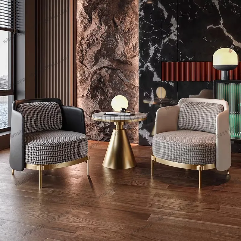 PG Light Luxury Single Leisure Sofa Chair for Living Room Beauty Salon Sales Office Reception and Negotiation Desk and Chair