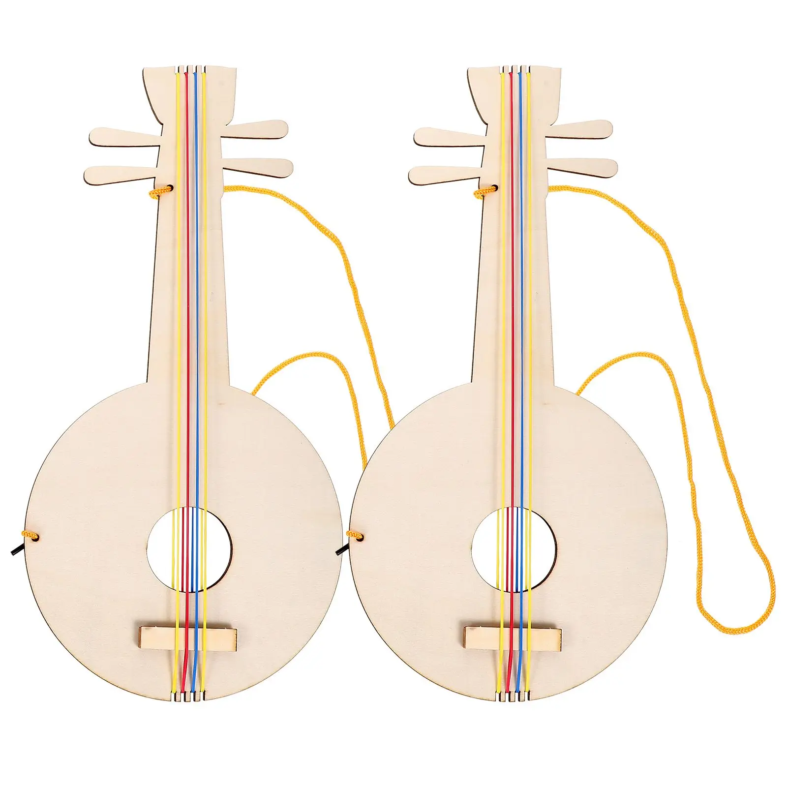 

2 Pcs Wooden Guitar Crafts Diy Painting Unfinished Toy Guitars For Handmade Musical Instruments Learning Education Assemble