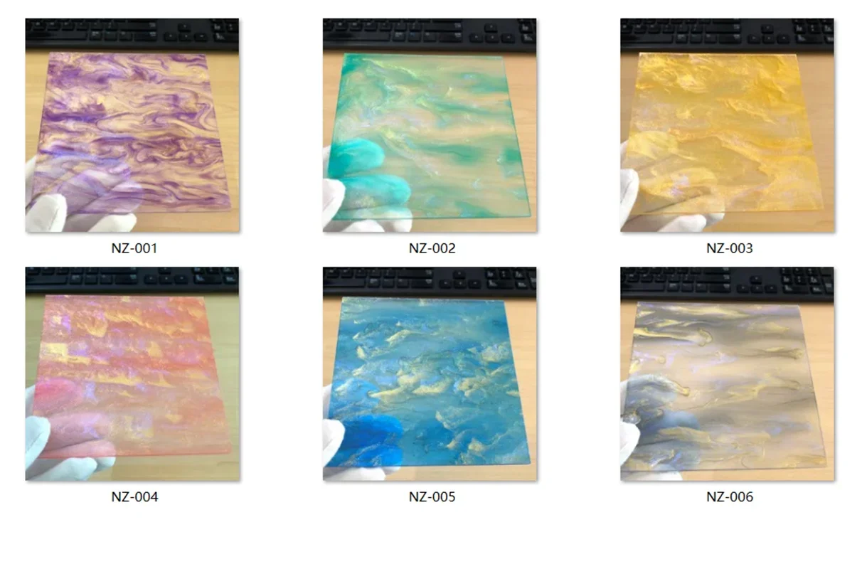 Fluid Gold Holographic Clear PMMA Acrylic Panel, 3mm Thick, 6 Colors, for DIY Ornament & Decoration