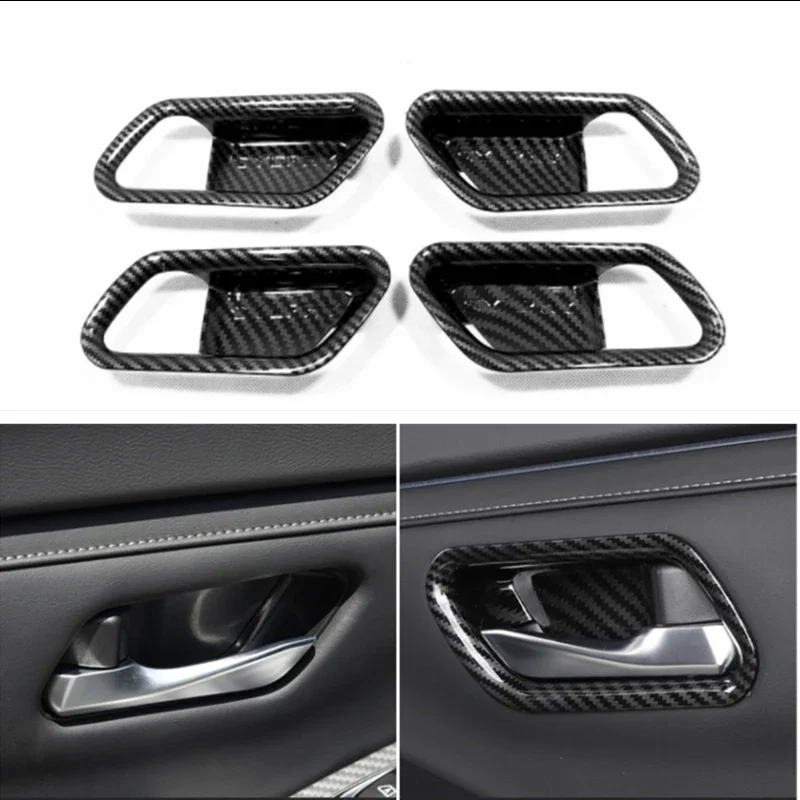 

4Pcs/Set Car Door Handles Cover Trim Carbon Fiber Interior For Nissan Rogue 2021-2023 Car Interior Accessories