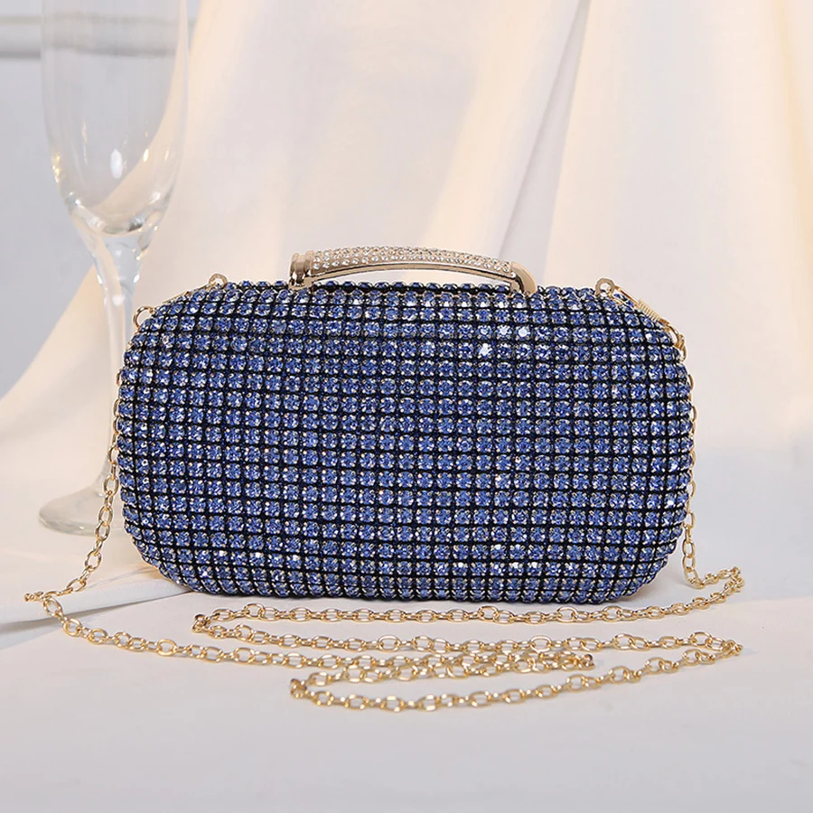 

Shiny Crystal Evening Clutch Luxury Full Rhinestone Wedding Party Banquet Handbags Women Diamond Chain Shoulder Crossbody Bags