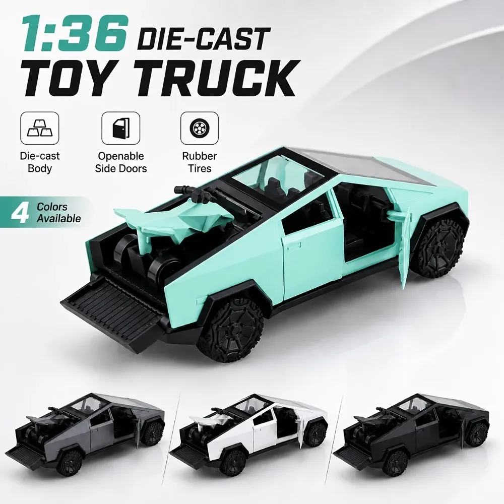 1:36 Diecast Pickup Truck Model, Alloy Toy Car, Mini Vehicle Collectible, Car Display Decoration Gift for Collectors