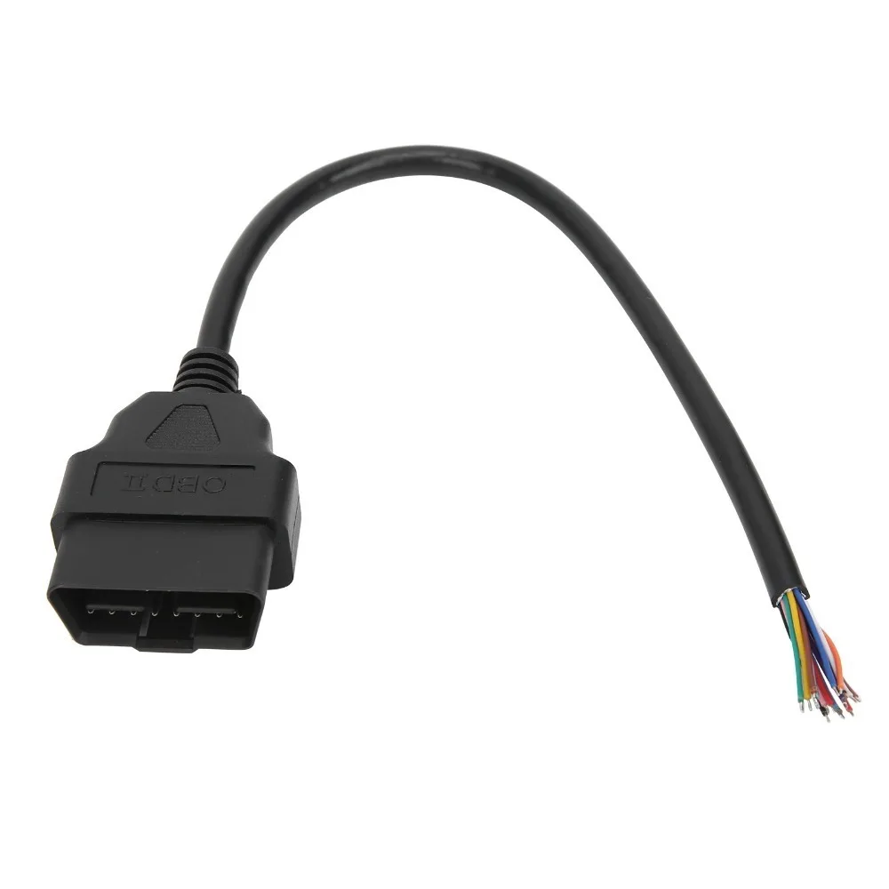

16 Pin Male OBD2 Adapter Open Plug Wire DIY Modification Specific Diagnostic Tool Cable 30cm / 11.8Inch Universal