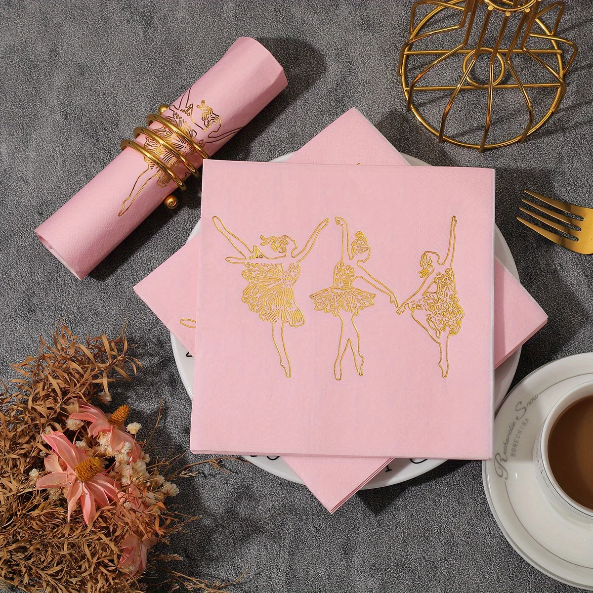 

Фольгированные салфетки для балерины, элегантные салфетки для украшения вечеринок на свадьбу, дни рождения, ограждения, подходят для ресторанов, кухни