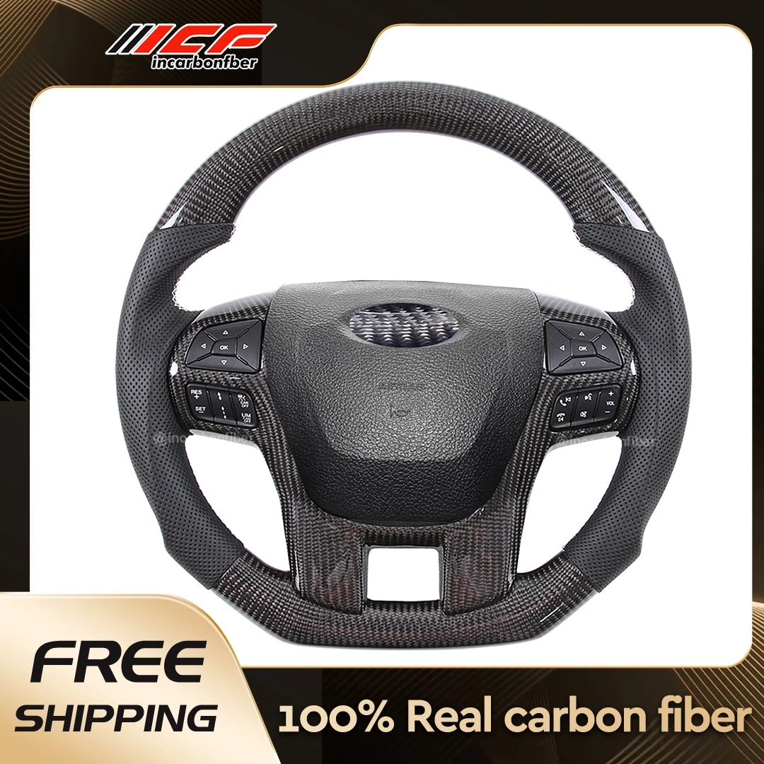 

ICF Real Carbon Fiber Customized Steering Wheel Core with Trim and without Airbag Button for Ford Ranger