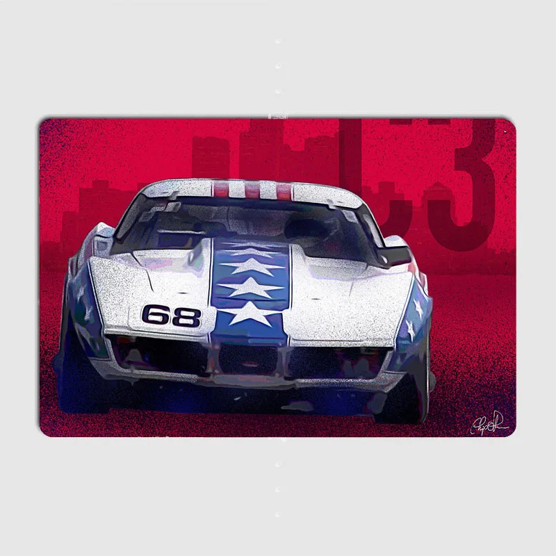 Corvette C3 Racer Metal Sign Living Plaques Designing Poster Club Home Cave Classic Tin Sign Room Wall Decor